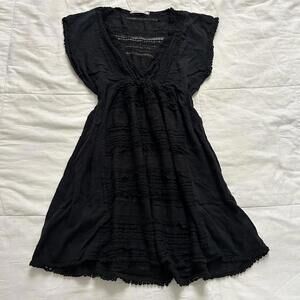 Robin Piccone Black lace babydoll top with ruffles and lace details Size medium
